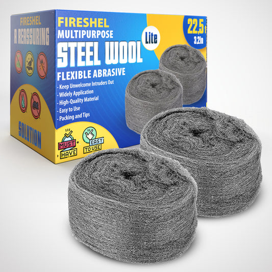 FIRESHEL Steel Wool, Gap Filter for House & Garage - Keep Mice Away from Holes, Siding, Pipeline, Vents in Garden, House