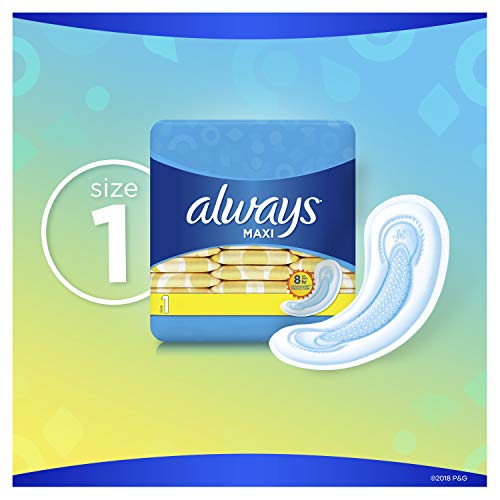 Always Maxi Feminine Pads without Wings, Long/Super, Unscented, 22 Count