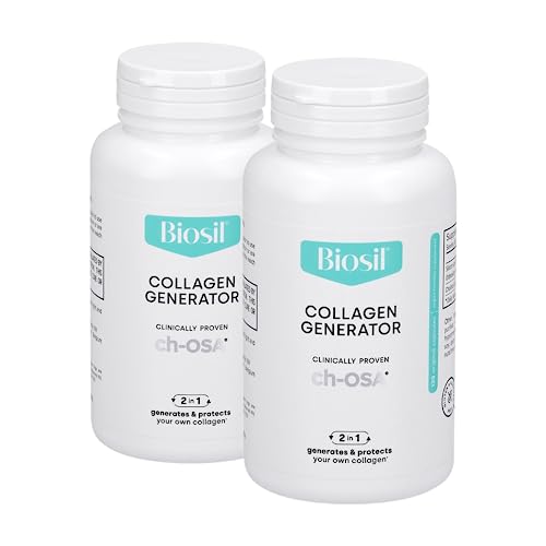 Biosil - 120 Vegan Capsules, Pack of 2 - with Patented ch-OSA Complex - Increase Collagen Production for Beautiful Hair, Skin & Nails - GMO Free - 240 Total Servings