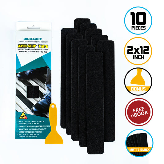 EHS Retailer Anti Slip Tape Waterproof Pre-Cut 10 Pieces 2 x 12inchs - Prose Gold 